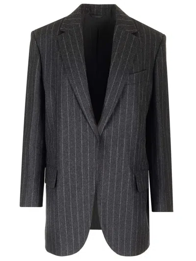 Brunello Cucinelli Pinstriped Wool Blazer In Multi