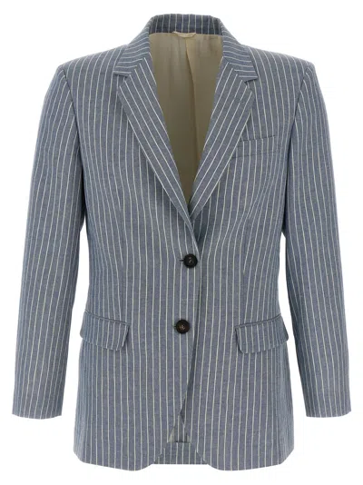 Brunello Cucinelli Pinstripe Twill Blazer Blazer And Suits Light Blue
