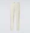 Brunello Cucinelli Pinstripe Virgin Wool Tapered Pants In White