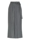 Brunello Cucinelli Pinstripe Wrap Long Skirt In Gray