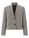 Brunello Cucinelli Pinstriped Chevron Blazer Blazers Gray In Gray