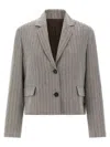 Brunello Cucinelli Pinstriped Chevron Blazer Blazers Gray In Gray