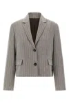 Brunello Cucinelli Women Pinstriped Chevron Blazer In Gray