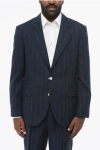 Brunello Cucinelli Pinstriped Cotton Blend Blazer With Half-lined Design