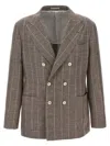 Brunello Cucinelli Deconstructed Blazer With Striped Pattern And Button Detailing