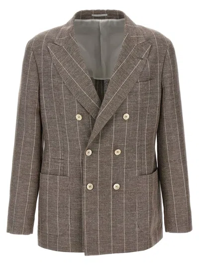 BRUNELLO CUCINELLI BRUNELLO CUCINELLI PINSTRIPED DECONSTRUCTED BLAZER