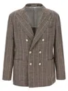 Brunello Cucinelli Deconstructed Blazer With Striped Pattern And Button Detailing