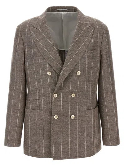 BRUNELLO CUCINELLI PINSTRIPED DECONSTRUCTED BLAZER