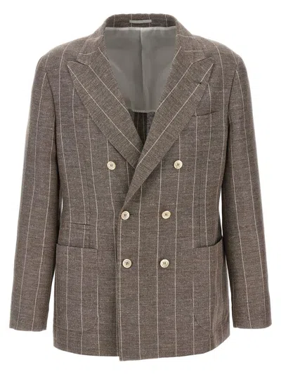 BRUNELLO CUCINELLI BRUNELLO CUCINELLI PINSTRIPED DECONSTRUCTED BLAZER
