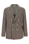 Brunello Cucinelli Deconstructed Blazer With Striped Pattern And Button Detailing