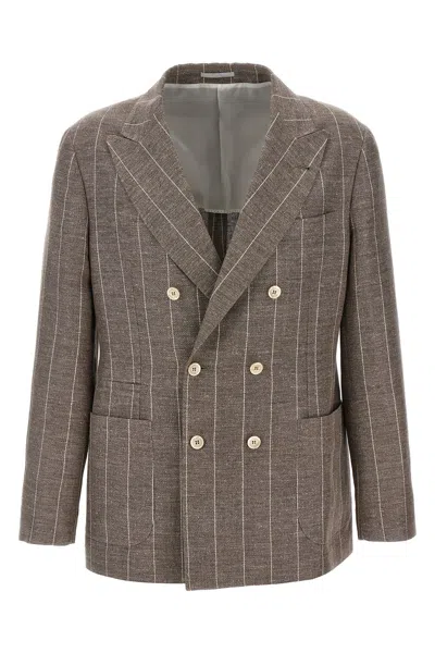 BRUNELLO CUCINELLI BRUNELLO CUCINELLI PINSTRIPED DECONSTRUCTED BLAZER