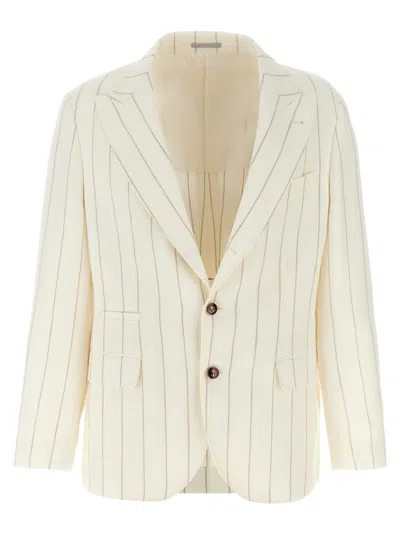 BRUNELLO CUCINELLI BRUNELLO CUCINELLI PINSTRIPED DECONSTRUCTED BLAZER