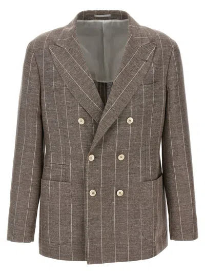 BRUNELLO CUCINELLI BRUNELLO CUCINELLI PINSTRIPED DECONSTRUCTED BLAZER