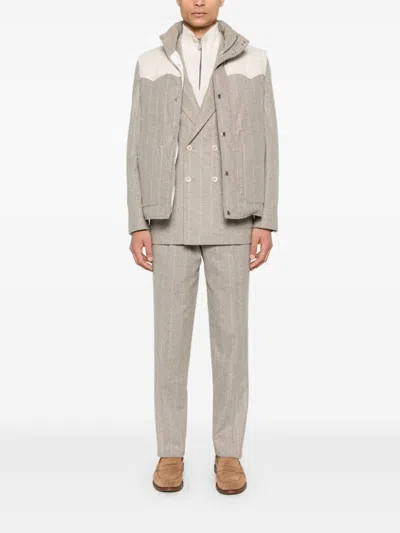 Brunello Cucinelli Pinstriped Gilet In Neutrals