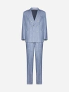 BRUNELLO CUCINELLI PINSTRIPED LINEN DOUBLE-BREASTED SUIT