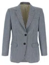 Brunello Cucinelli Pinstriped Linen Hemp Twill Blazer