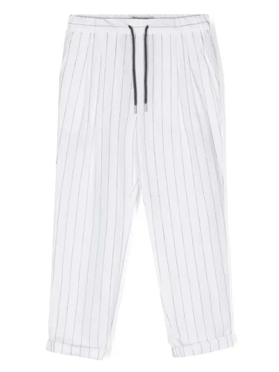 Brunello Cucinelli Kids' Pinstriped Straight-leg Trousers In White