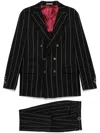 Brunello Cucinelli Long-sleeved Jacket And Striped Pants Suit In Black