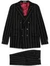 Brunello Cucinelli Long-sleeved Jacket And Striped Pants Suit In Black