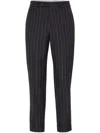 Brunello Cucinelli Striped Cotton Trousers With Rear And Side Pockets In Black