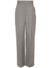 Brunello Cucinelli Pinstripe Wool Wide Flared Pants With Cuffs In Grey