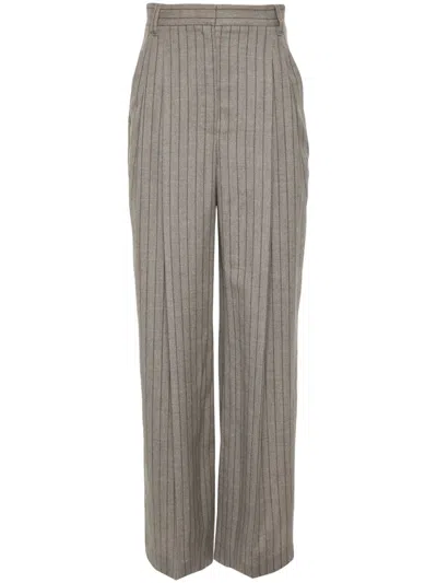 Brunello Cucinelli Pinstriped Trousers In Gray