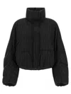 Brunello Cucinelli Micro Sequin Pinstriped Crop Down Jacket In Black