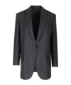 Brunello Cucinelli Pinstriped Wool Blazer In Black