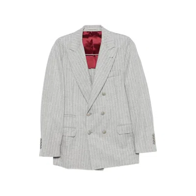 BRUNELLO CUCINELLI PINSTRIPE-PATTERN DOUBLE-BREASTED BLAZER