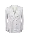 Brunello Cucinelli Pinstripe-pattern Double-breasted Blazer In White