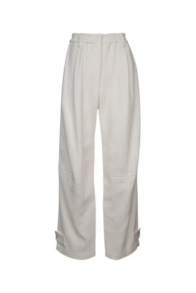 Brunello Cucinelli Pintuck Detailed Straight Leg Trousers In White