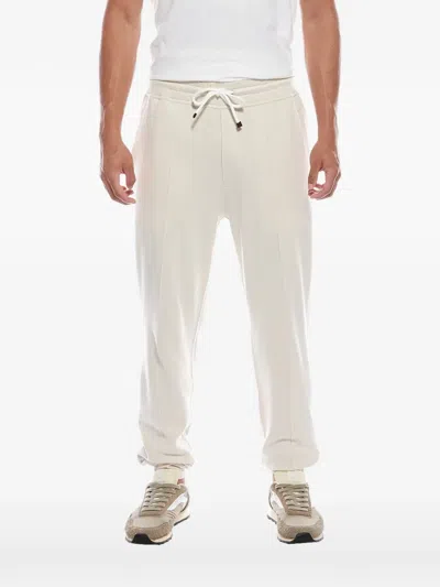 Brunello Cucinelli Pintuck Drawstring Track Pants In White