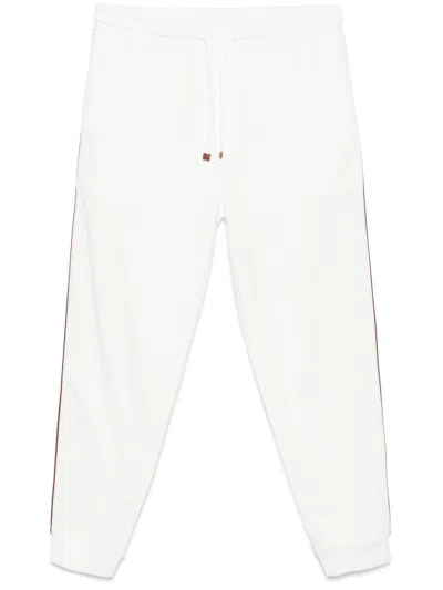 Brunello Cucinelli Piped-trim Sweatpants In White