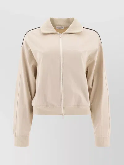 BRUNELLO CUCINELLI PIPING CONTRAST SWEATSHIRTS SIDE POCKET
