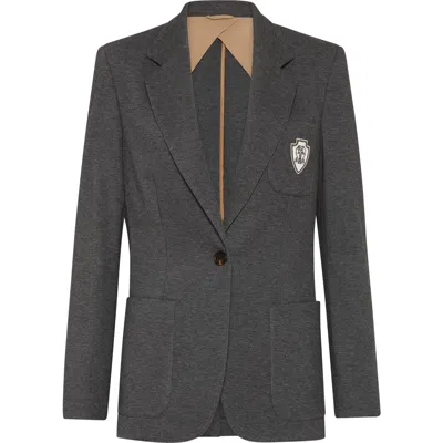 Brunello Cucinelli Piqué Blazer In Lead