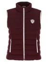 Brunello Cucinelli Logo Quilted High Collar Sleeveless Jacket In Burgundy