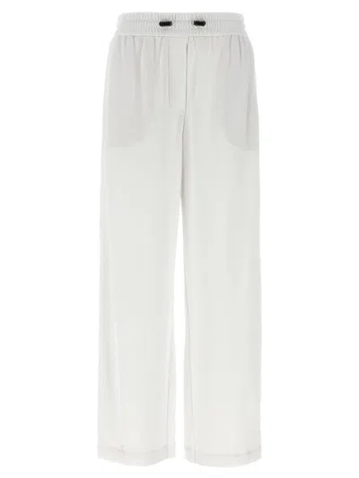 Brunello Cucinelli Piqué Cotton Joggers In White