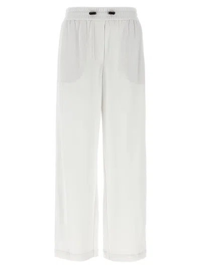 BRUNELLO CUCINELLI PIQUÉ COTTON JOGGERS PANTS WHITE
