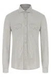 Brunello Cucinelli Cotton Shirt With Collar And Pockets In Gray
