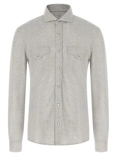 BRUNELLO CUCINELLI PIQUÉ COTTON SHIRT