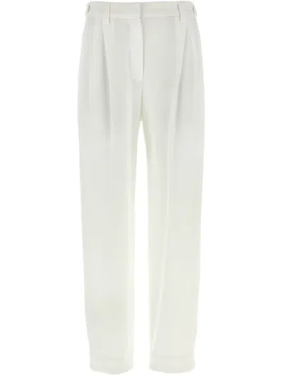 Brunello Cucinelli Piqué Pants In Weiss