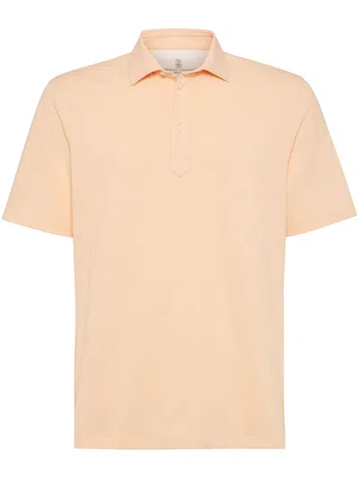 Brunello Cucinelli Men's Cotton Polo Shirt In C2122 Papaya