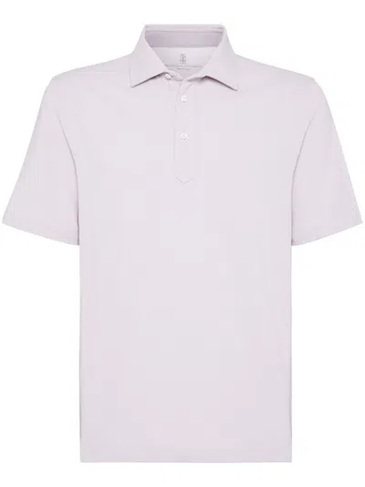 Brunello Cucinelli Cotton Piqué Polo Shirt In Purple