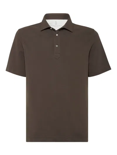 Brunello Cucinelli Piqué Polo Shirt In Brown