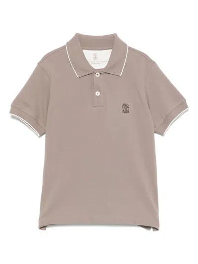 Brunello Cucinelli Kids' Piqué Polo Shirt In Grey