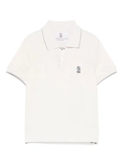 Brunello Cucinelli Kids' Piqué Polo Shirt In White