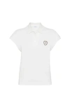 Brunello Cucinelli Polo Top With Cap Sleeves And Straight Hem In White
