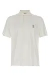 Brunello Cucinelli Ribbed Collar Short Sleeves Polo Shirt In White