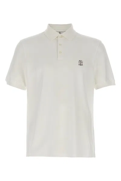 Brunello Cucinelli Ribbed Collar Short Sleeves Polo Shirt In White