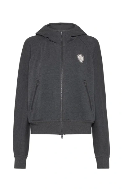 Brunello Cucinelli Pique Sweatshirt With Logo In Lead